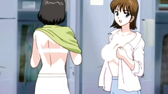 Naughty hentai babes groped in the public place