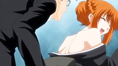 Redhead beauty with really big tits gets fucked in her pussy