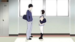 Petite brunette sucks giant cock in the school restroom