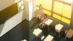 Petite brunette sucks giant cock in the school restroom