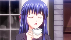 Pink-haired innocent teen first time gives blowjob