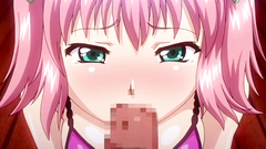 Pink-haired innocent teen first time gives blowjob