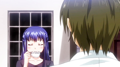 Pink-haired innocent teen first time gives blowjob