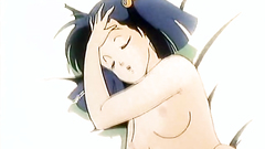 Naked brunette teen watching erotic dreams in hentai toon