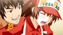 Big titted pizza girl creampied on the food counter