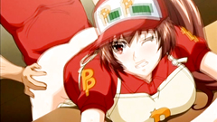 Big titted pizza girl creampied on the food counter