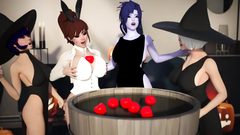 FGGB Dva has sex with futas 2B, Spider Gwen, Lady Death, Juno, Lara Croft