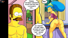 Marge es follada Por Ned, Esposa infiel engaña a su Marido Cuando está trabajando - Los Simpsons Hen