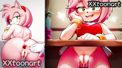 Amy Rose Sonic Pink Sex Skill On her Bed ASS IS Big