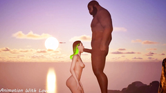 Big black cock fucks tattooed girl with a great view