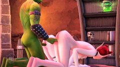 Orc and 2 elven girls in a cave, part 3