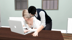 Boss has fun with secretaries one by one in the office