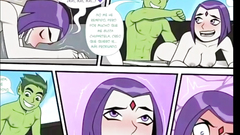 Teen Titans - Robin fucks Starfire X Raven group sex