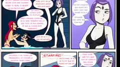 Teen Titans - Robin fucks Starfire X Raven group sex