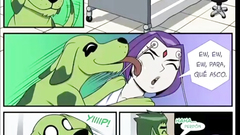 Teen Titans - Robin fucks Starfire X Raven group sex