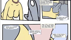 Marge grabs the boss to free Homer.