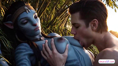 Pandora moonlight guides blue anime Avatar babes to taste human cock