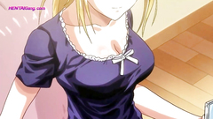 Blushing blonde step sinks down and bounces hard on thick cock • Exclusive Hentai (Subbed)