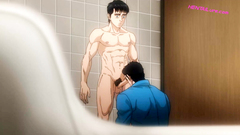 How far will muscle daddy go when a schoolboy begs for cock in a dirty washroom?