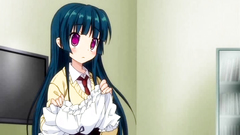 Barely legal black-haired babe with huge tits plays with a cock