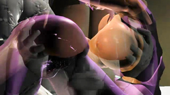 Big breasted 3D slut gets filled with a massive cock