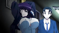 Sexy black-haired babe takes hard cock deep in her shaved pussy