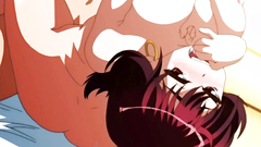 Redhead babe with shaved twat and big tits