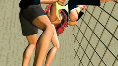 Hardcore banging with busty 3d slut near the fence