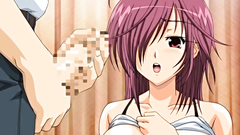 Redhead babe with big tits and shaved pussy plays with huge cock