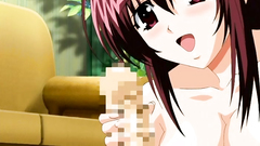 Lovely teens playing with hard shafts in hentai video