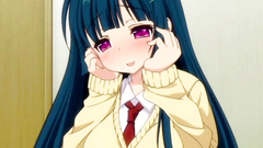 Young long-haired maid shows her huge and massive breasts