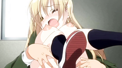 Busty blonde slut fucks on the floor in the locker room