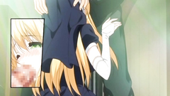 Lovely blonde babe plays with massive schlong