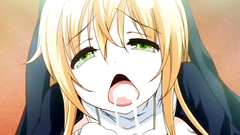 Lovely blonde babe plays with massive schlong