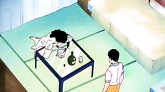 Old school drawn hentai porn cartoon with funny guy