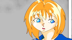 Big breasted blonde babe in tiny skirt gets attacked by tentacles