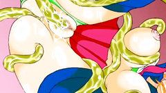 Drawn blonde slut gets destroyed in all holes in crazy toon