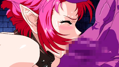 Elvish babe deephroats massive boner on her knees