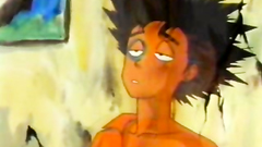 Old-fashioned gangbang porn cartoon in the bedroom