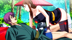 Outdoor group sex for a busty hentai slut that doesn't mind