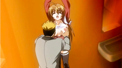 Bondaged babe in sexy clothes gets fucked from behind