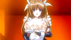 Busty maid takes cumshot after a quickie