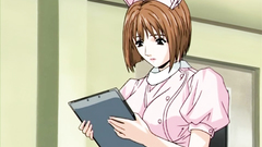 Busty hentai lady seduced to a lesbian games in the hospital