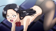 Young brunette in pantyhoses gets masturbated by vibrator