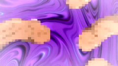 Awesome teenage brunette doll surrounded by many cocks