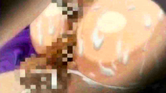 Awesome teenage brunette doll surrounded by many cocks