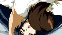 Long-haired brunette girl doggy-style pounded