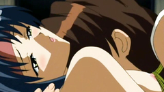 Long-haired brunette girl doggy-style pounded