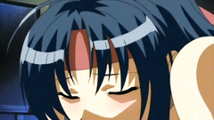 Long-haired brunette girl doggy-style pounded