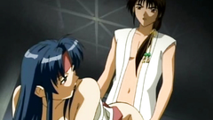 Long-haired brunette girl doggy-style pounded